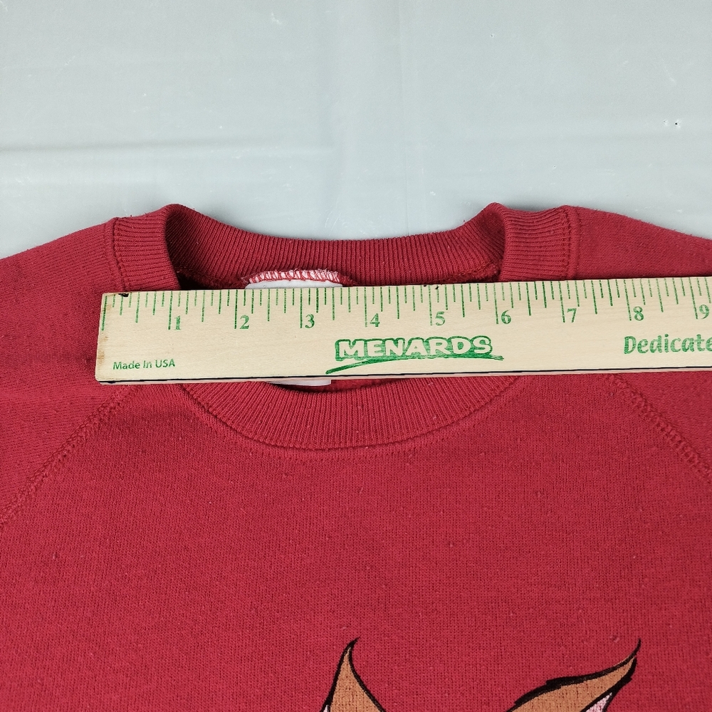 Vintage 80s sweatshirt Lee big bad wolf teletrend 1987 trust me XL Red USA Made - Picture 13 of 16